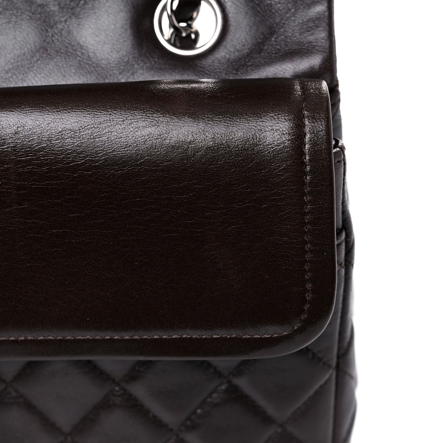 Chanel Lambskin Quilted Medium Double Flap Dark Brown 17 of 18