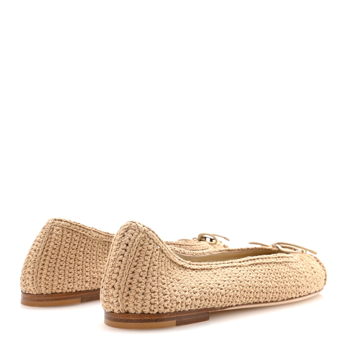 Cotton Crochet GG Ballet Flats 39.5 Ecru Sandstorm