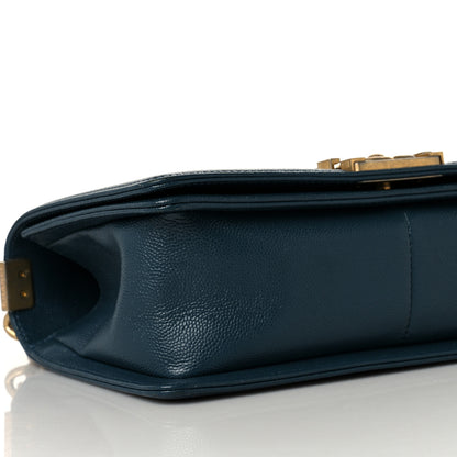 Chanel Caviar Chevron Quilted Medium Boy Flap Blue 8 of 10