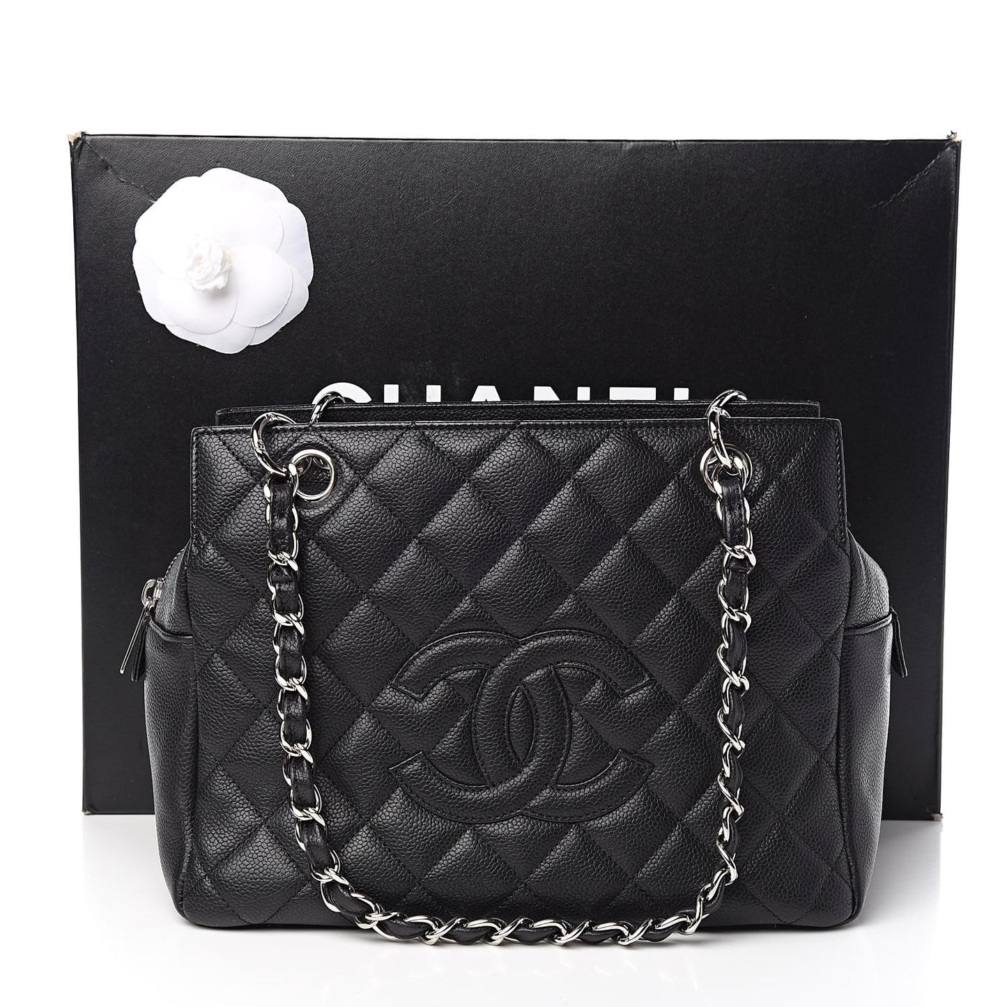 Caviar Quilted Petit Timeless Tote PTT Black