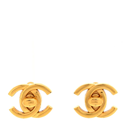 Chanel Metal CC Turnlock Clip On Earrings Gold 1 of 4
