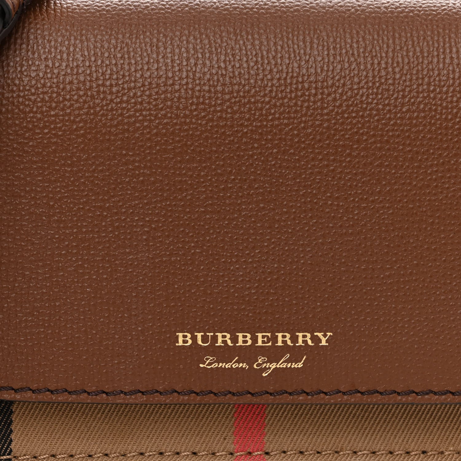 Burberry Derby Calfskin House Check Wallet On Chain Brown 8 of 10