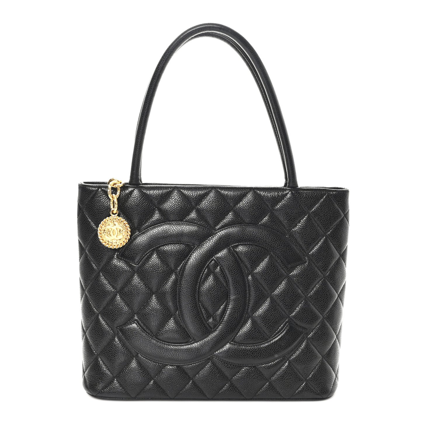 Caviar Quilted Medallion Tote Black