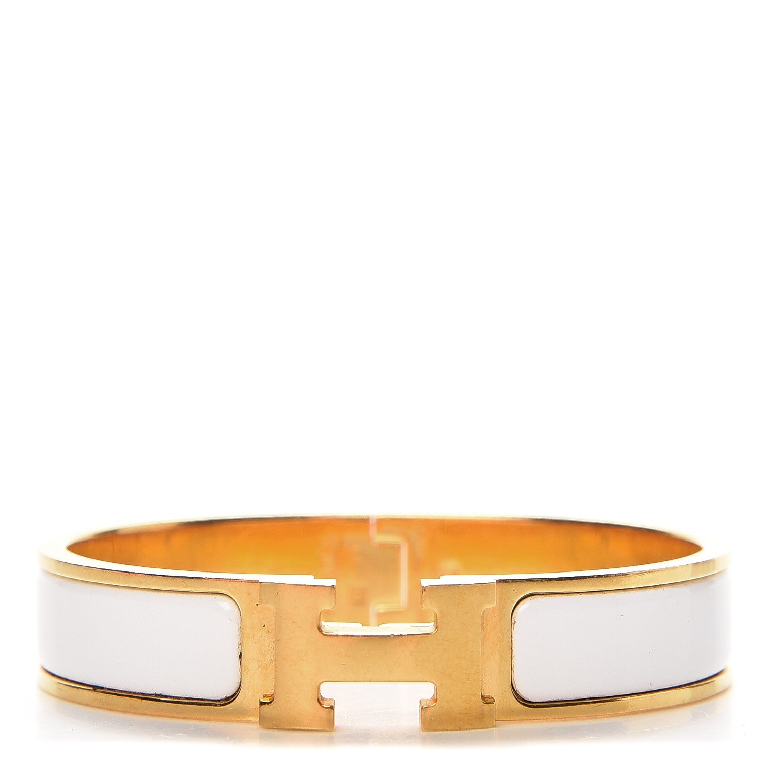 Hermes Enamel Narrow Clic Clac H Bracelet PM White 1 of 5