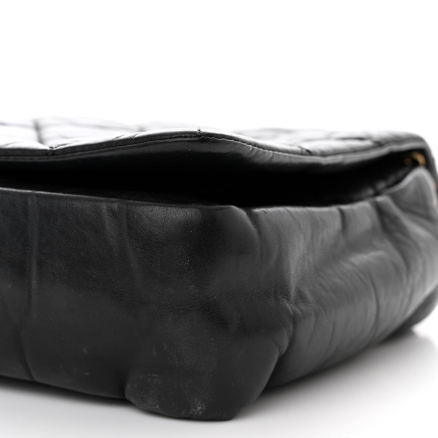 Aged Calfskin Quilted Medium Pondichery Flap Black