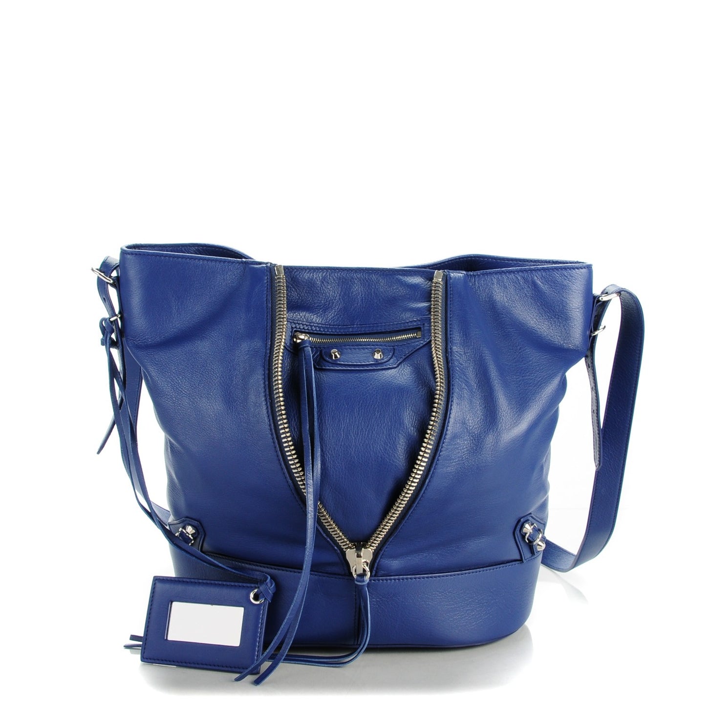 Veau Papier Classic Hardware Drop Bucket Bag Bleu