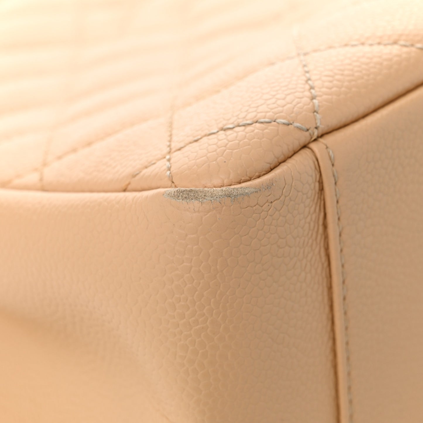 Caviar Quilted Grand Shopping Tote GST Beige Clair