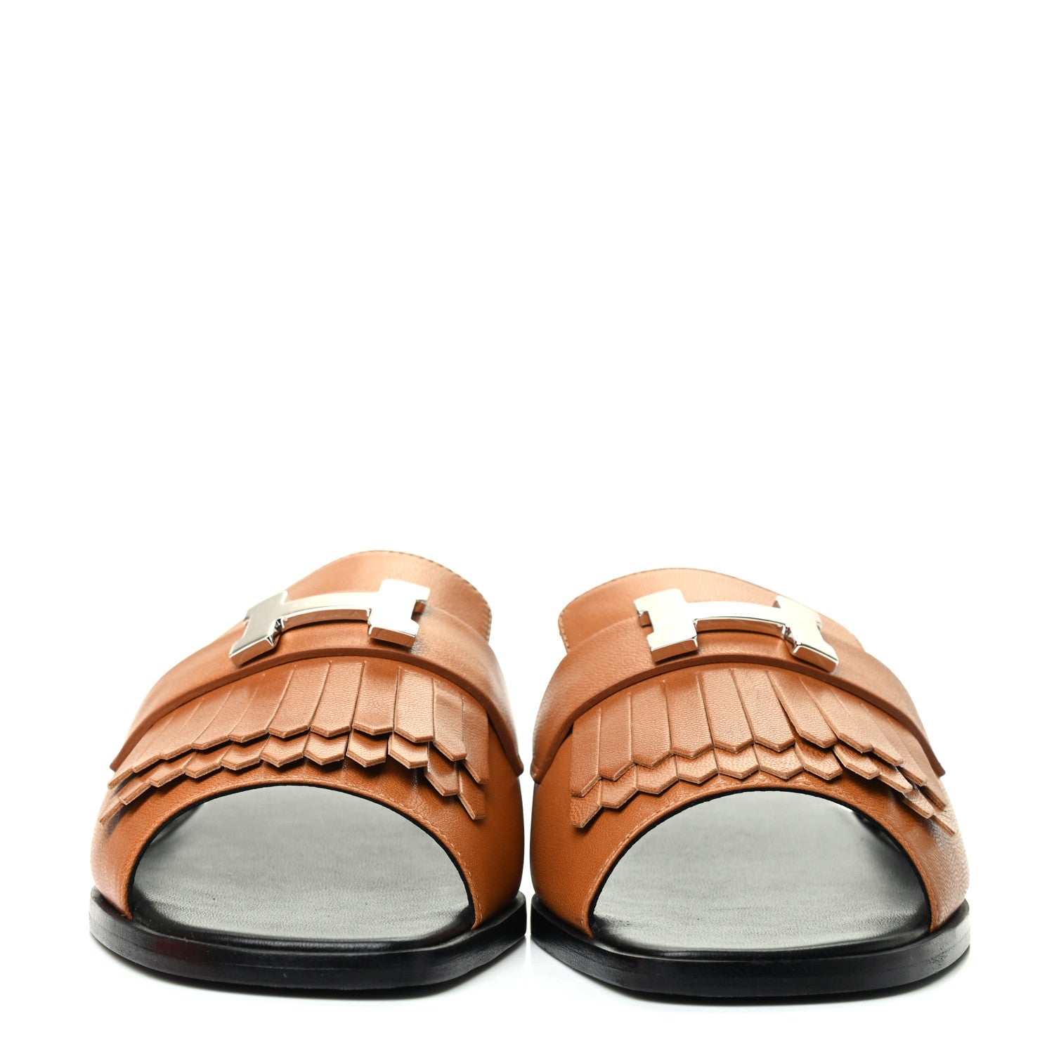 Hermes Calfskin Auteuil Sandals 38.5 Beige Dore 2 of 8