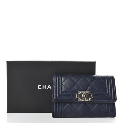 Chanel Calfskin Quilted Boy Flap Card Holder Wallet Blue 9 of 9
