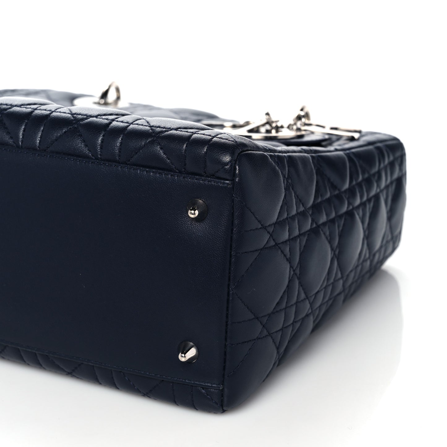 Lambskin Cannage Medium Lady Dior Navy Blue