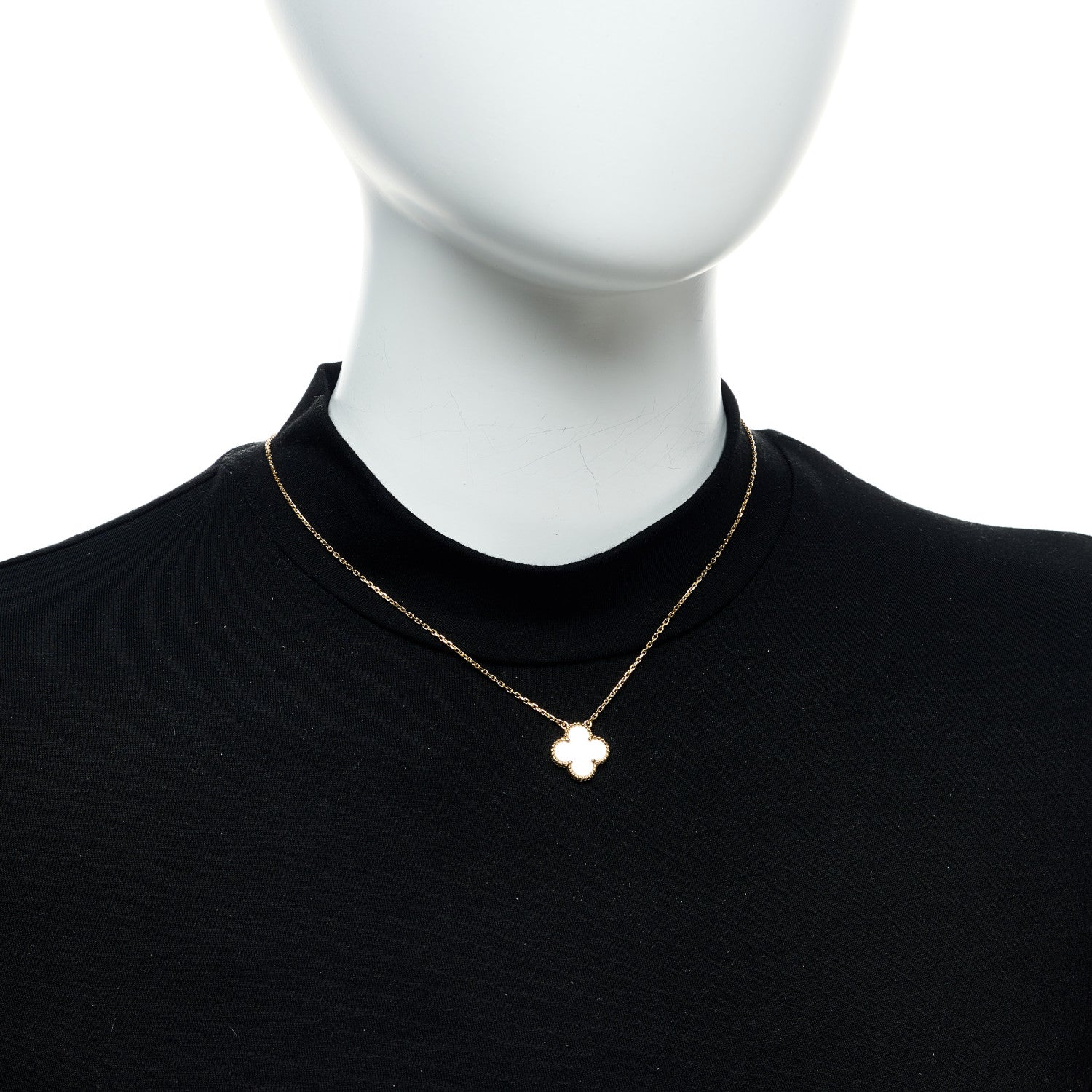 Van Cleef & Arpels 18K Yellow Gold Mother of Pearl Vintage Alhambra Pendant Necklace 2 of 6