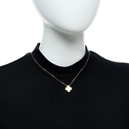 Van Cleef & Arpels 18K Yellow Gold Mother of Pearl Vintage Alhambra Pendant Necklace 2 of 6