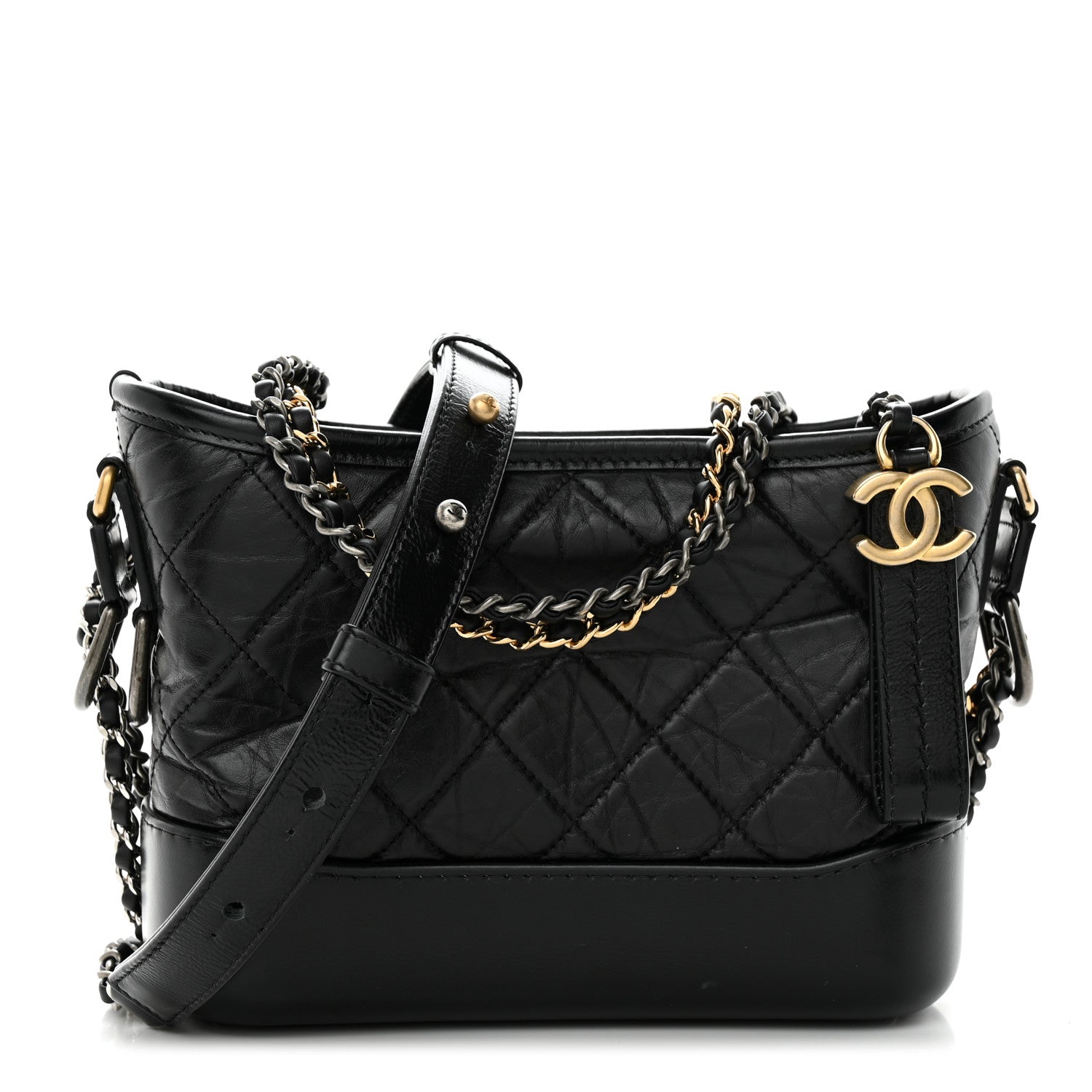 Chanel Aged Calfskin Quilted Small Gabrielle Hobo Black 1 of 11