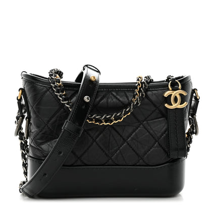 Chanel Aged Calfskin Quilted Small Gabrielle Hobo Black 1 of 11