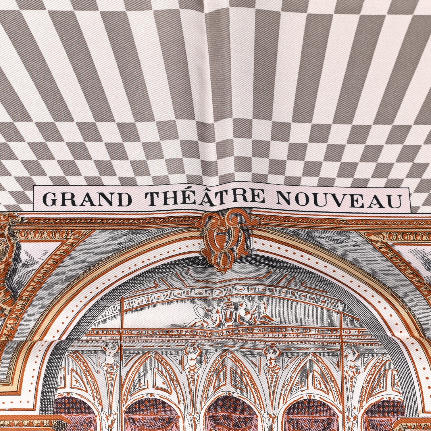 Hermes Silk Grand Theatre Nouveau Scarf 90 Rose Pale Etoupe 5 of 7