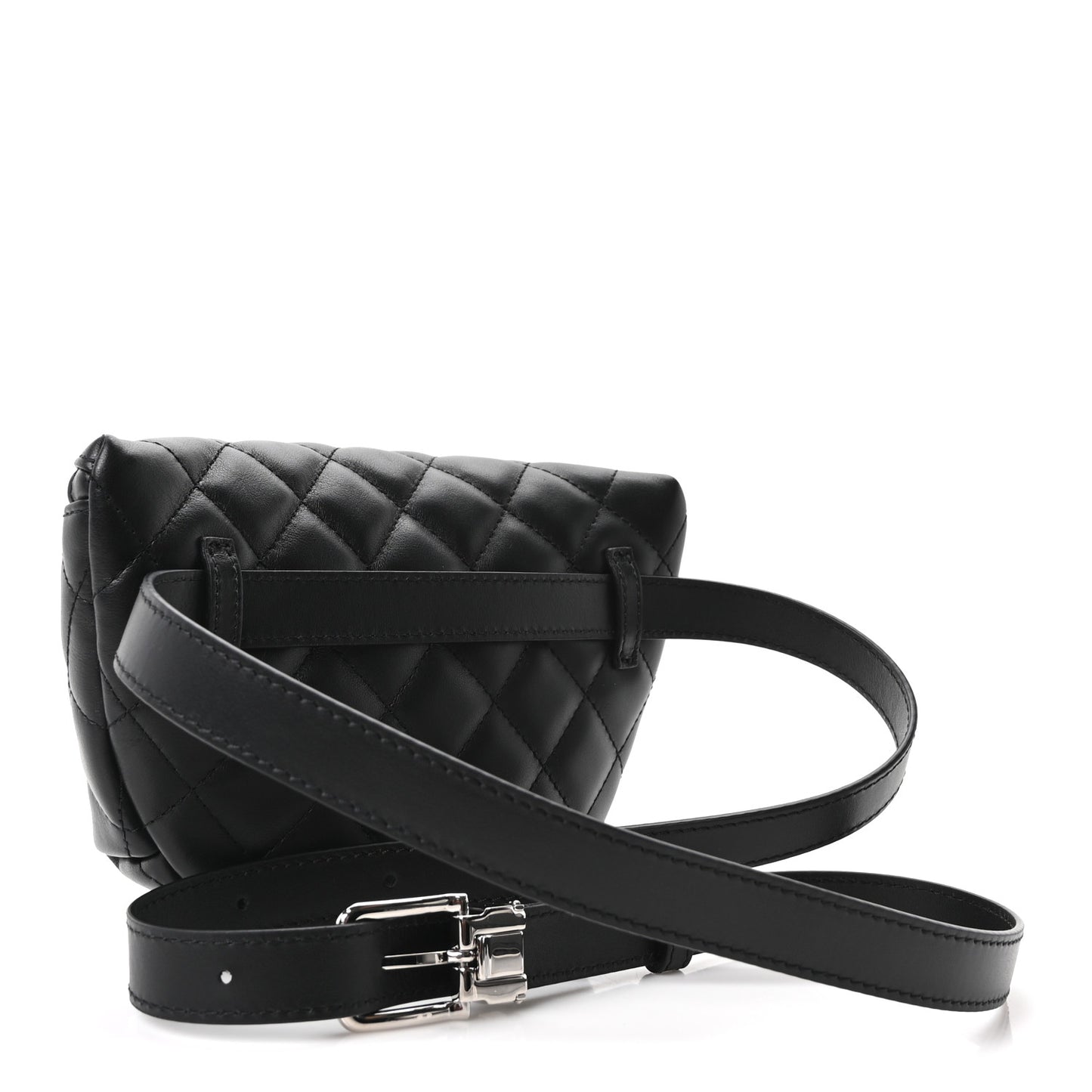 Lambskin Quilted Waist Belt Bag Black