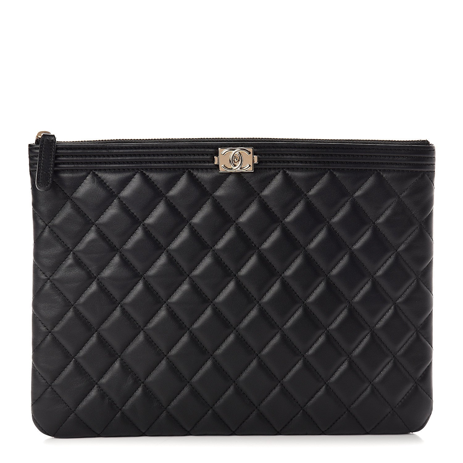 Chanel Lambskin Quilted Medium Boy Cosmetic Case Black 1 of 6