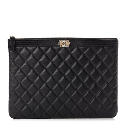 Chanel Lambskin Quilted Medium Boy Cosmetic Case Black 1 of 6