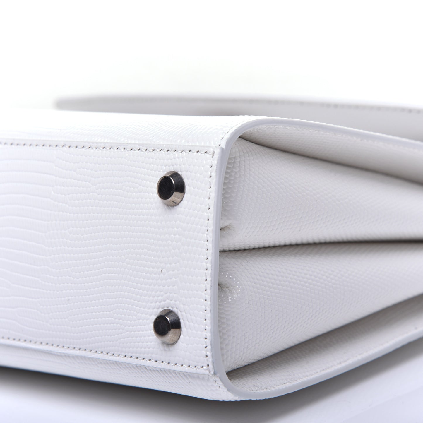 Patent Calfskin Lizard Embossed Medium Ghost Shoulder Bag Optic White