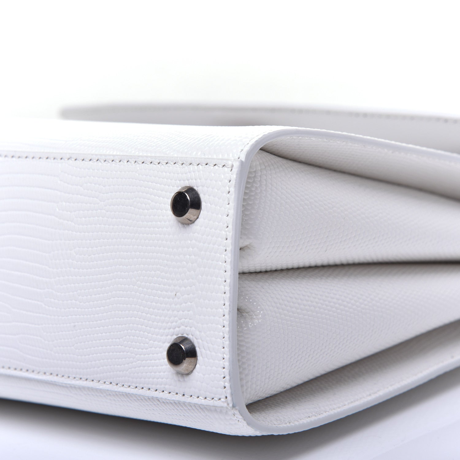 Balenciaga Patent Calfskin Lizard Embossed Medium Ghost Shoulder Bag Optic White 7 of 10