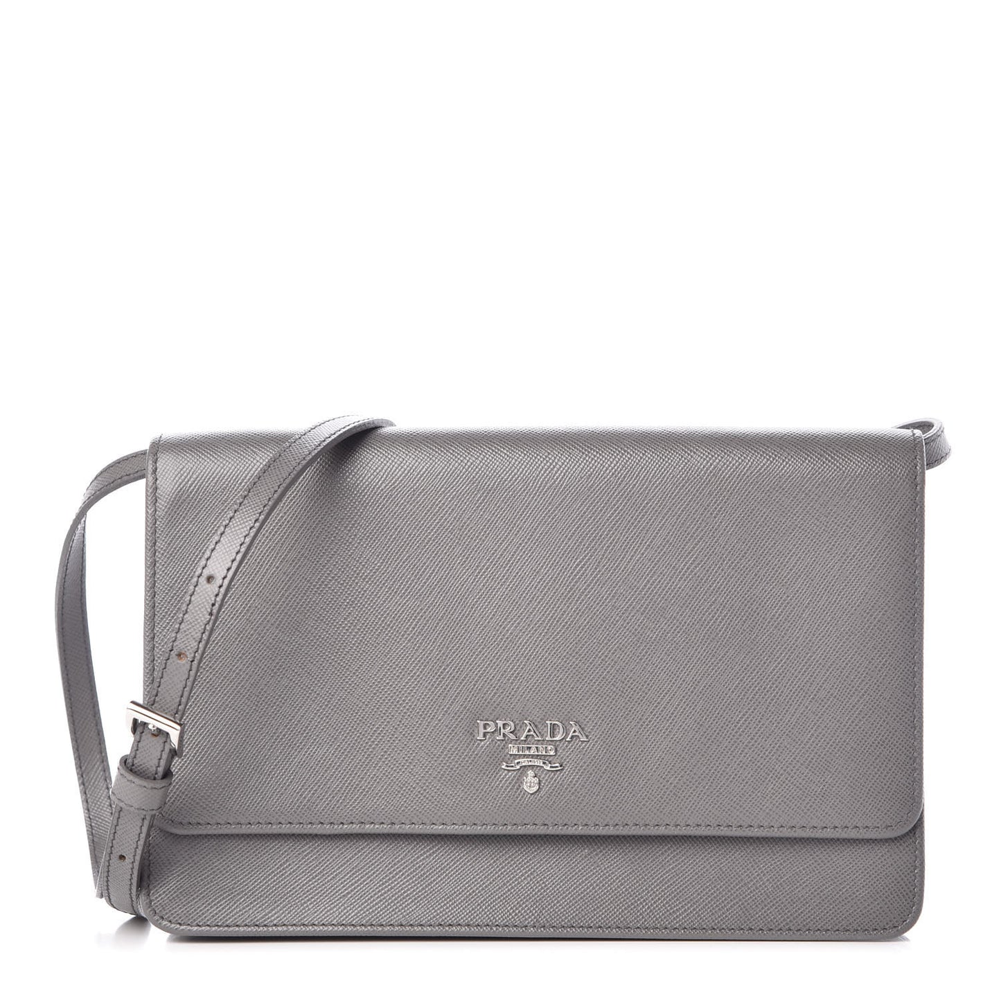 Saffiano Metal Flap Wallet With Strap Marmo