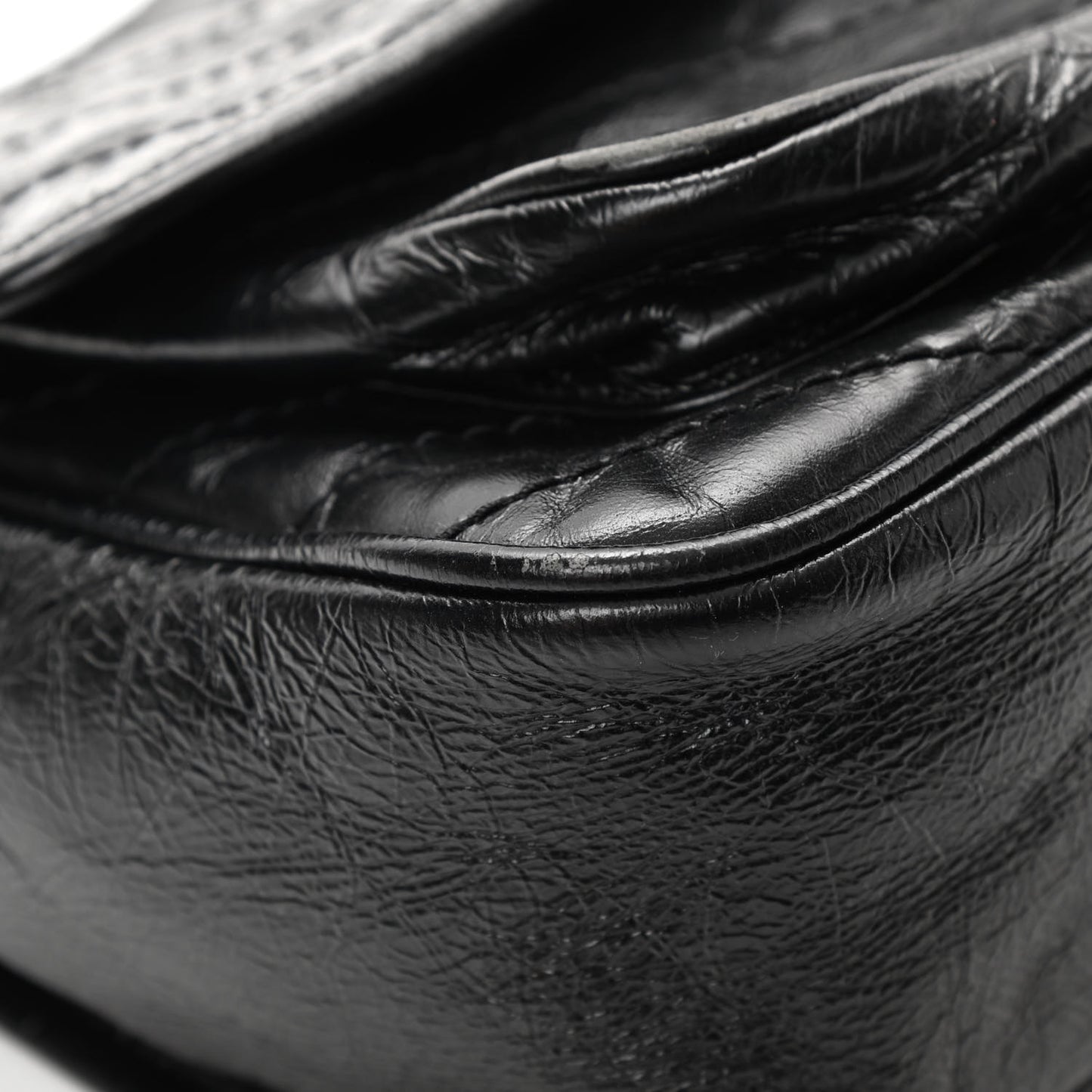Crinkled Calfskin Matelasse Monogram Medium Niki Chain Satchel Black