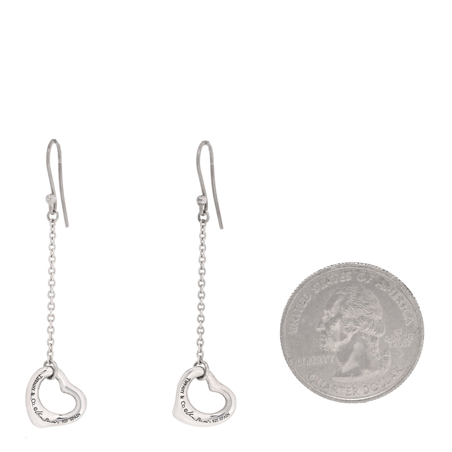 Sterling Silver Elsa Peretti Open Heart Drop Earrings