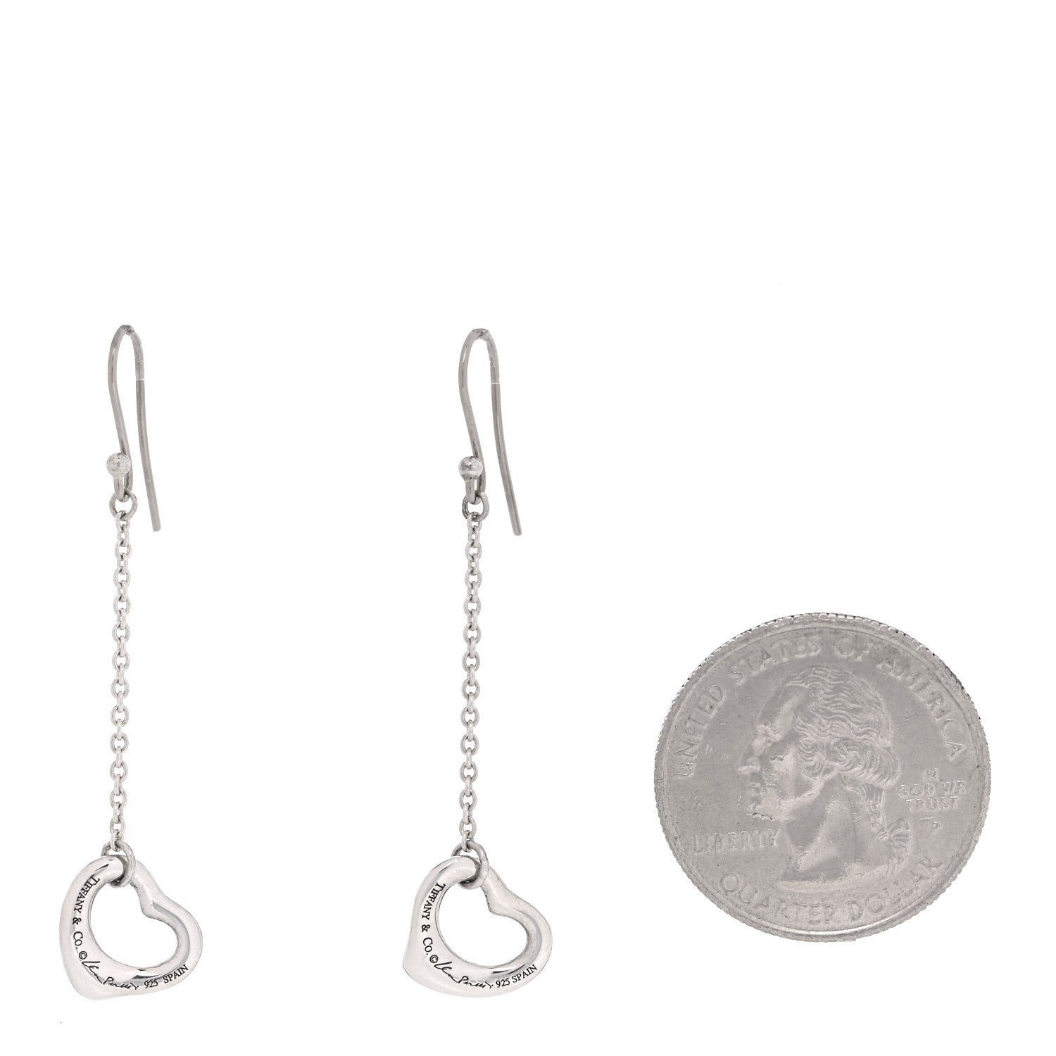 Tiffany Sterling Silver Elsa Peretti Open Heart Drop Earrings 2 of 6