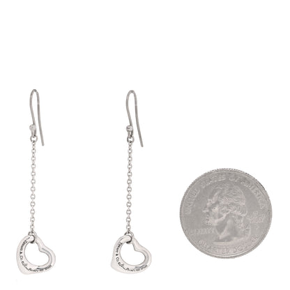 Tiffany Sterling Silver Elsa Peretti Open Heart Drop Earrings 2 of 6