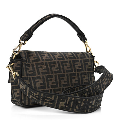Fendi Fabric Jacquard FF 1974 Medium Baguette Tobacco Moro Black 3 of 8