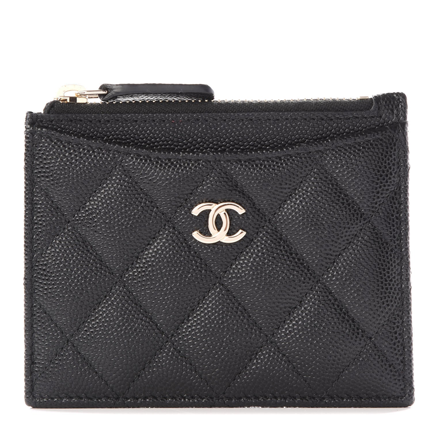 Chanel Caviar Quilted CC Zip Card Holder Black 1 of 10