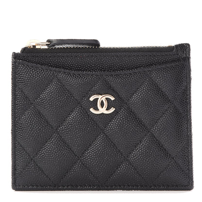 Chanel Caviar Quilted CC Zip Card Holder Black 1 of 10