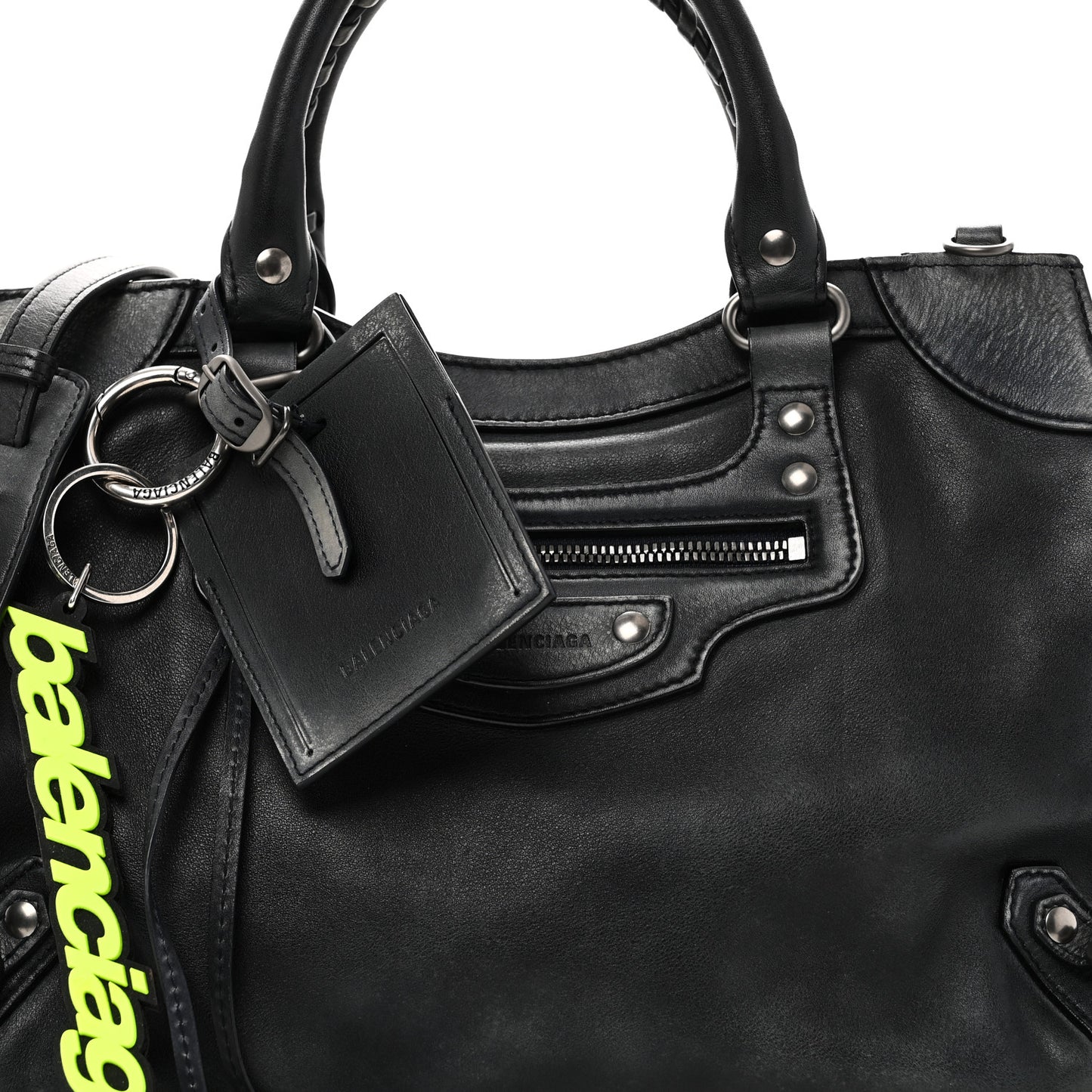 Used Calfskin Silver Hardware Neo Classic City Navy