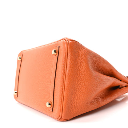 Hermes Taurillon Clemence Birkin 30 Orange 10 of 11