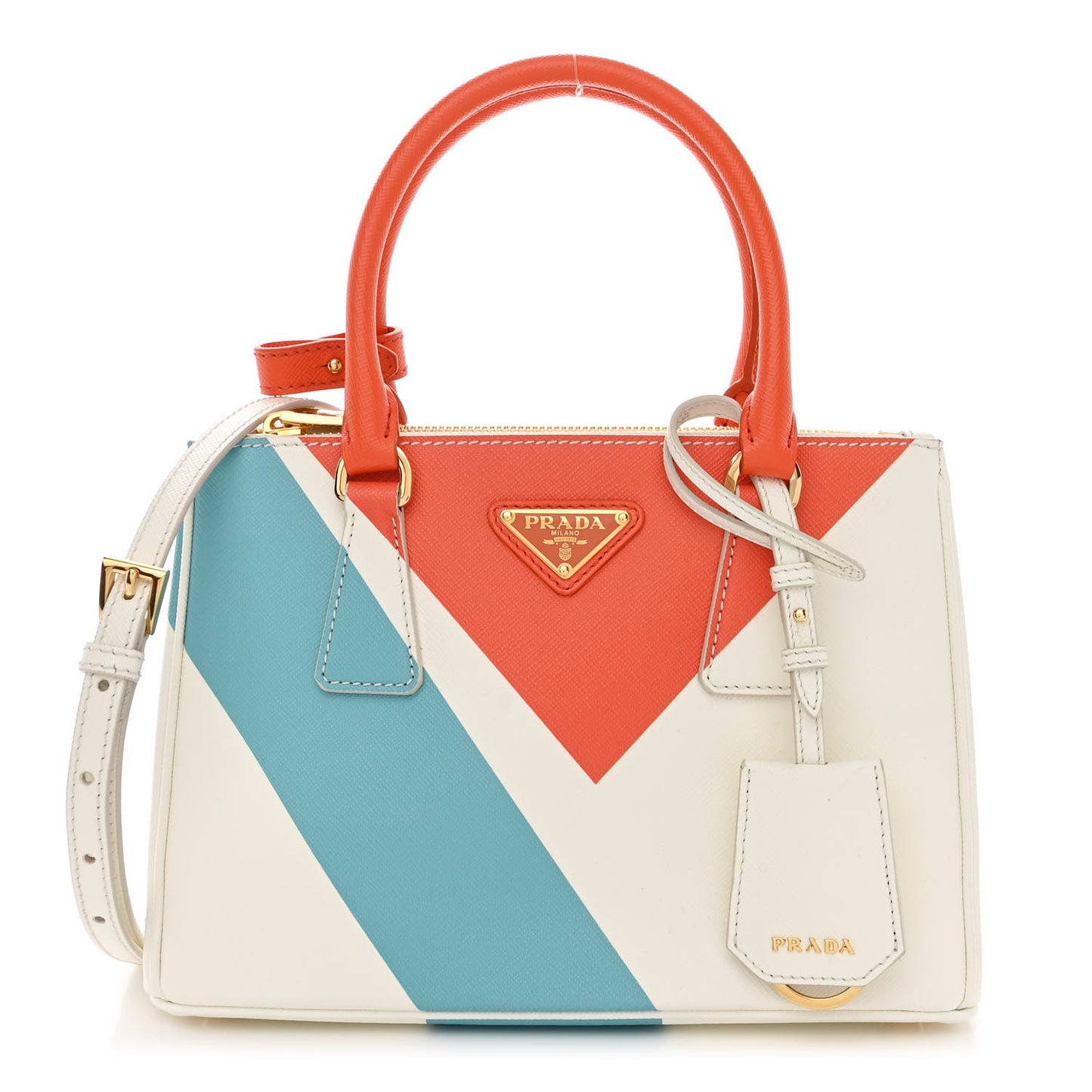 X ALEX DA CORTE Saffiano Special Edition Small Galleria Double Zip Tote White Arancio