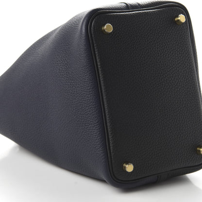 Hermes Taurillon Clemence Casaque Picotin Lock 18 PM Bleu Nuit Black Blue Frida 6 of 11