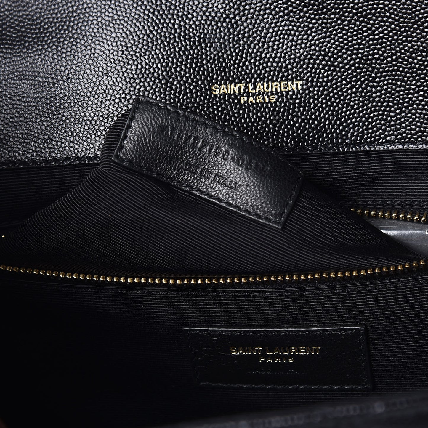 Grain De Poudre Textured Mixed Matelasse Large Triquilt Monogram Satchel Black