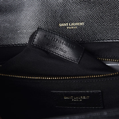 Saint Laurent Grain De Poudre Textured Mixed Matelasse Large Triquilt Monogram Satchel Black 8 of 10
