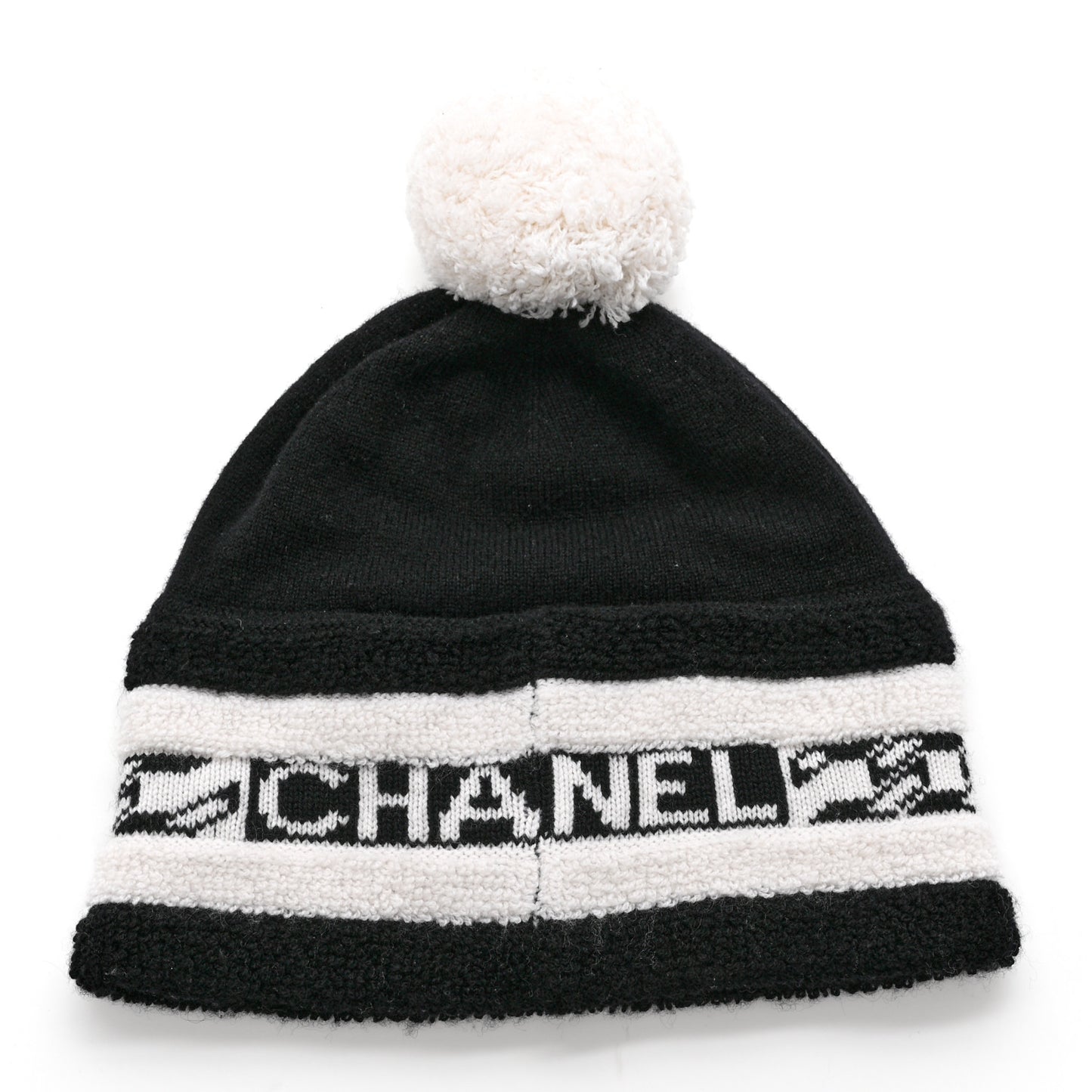 Cashmere CC Beanie Hat Ecru Black
