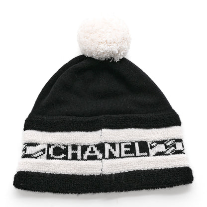 Chanel Cashmere CC Beanie Hat Ecru Black 3 of 5