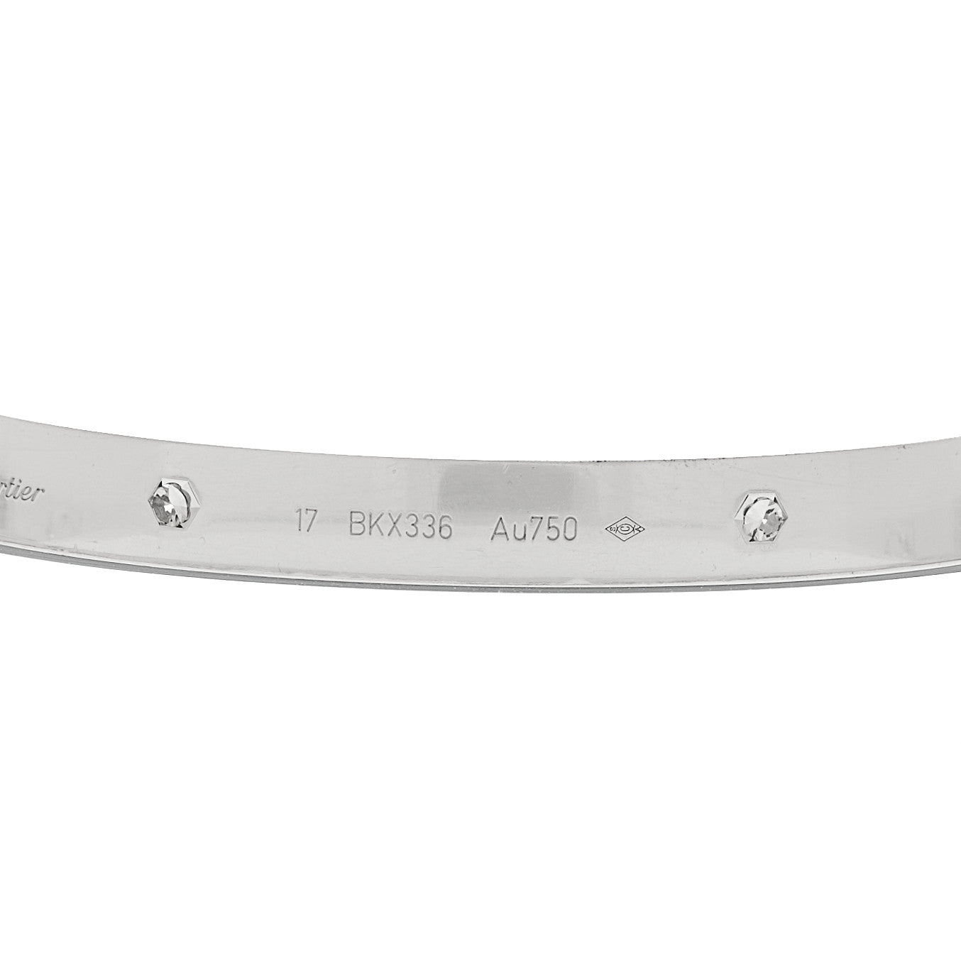 18K White Gold 4 Diamond LOVE Bracelet 17