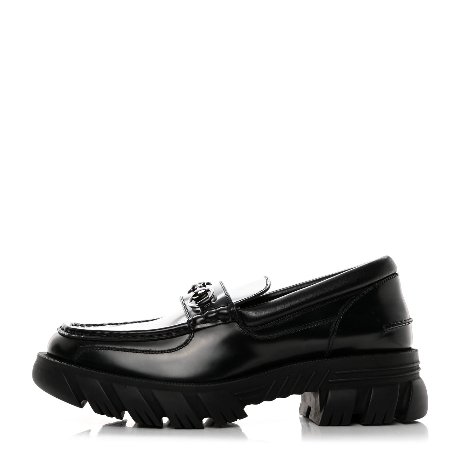 Magnum Calfskin Horsebit Mens Platform Lug Sole Loafers 11 Black