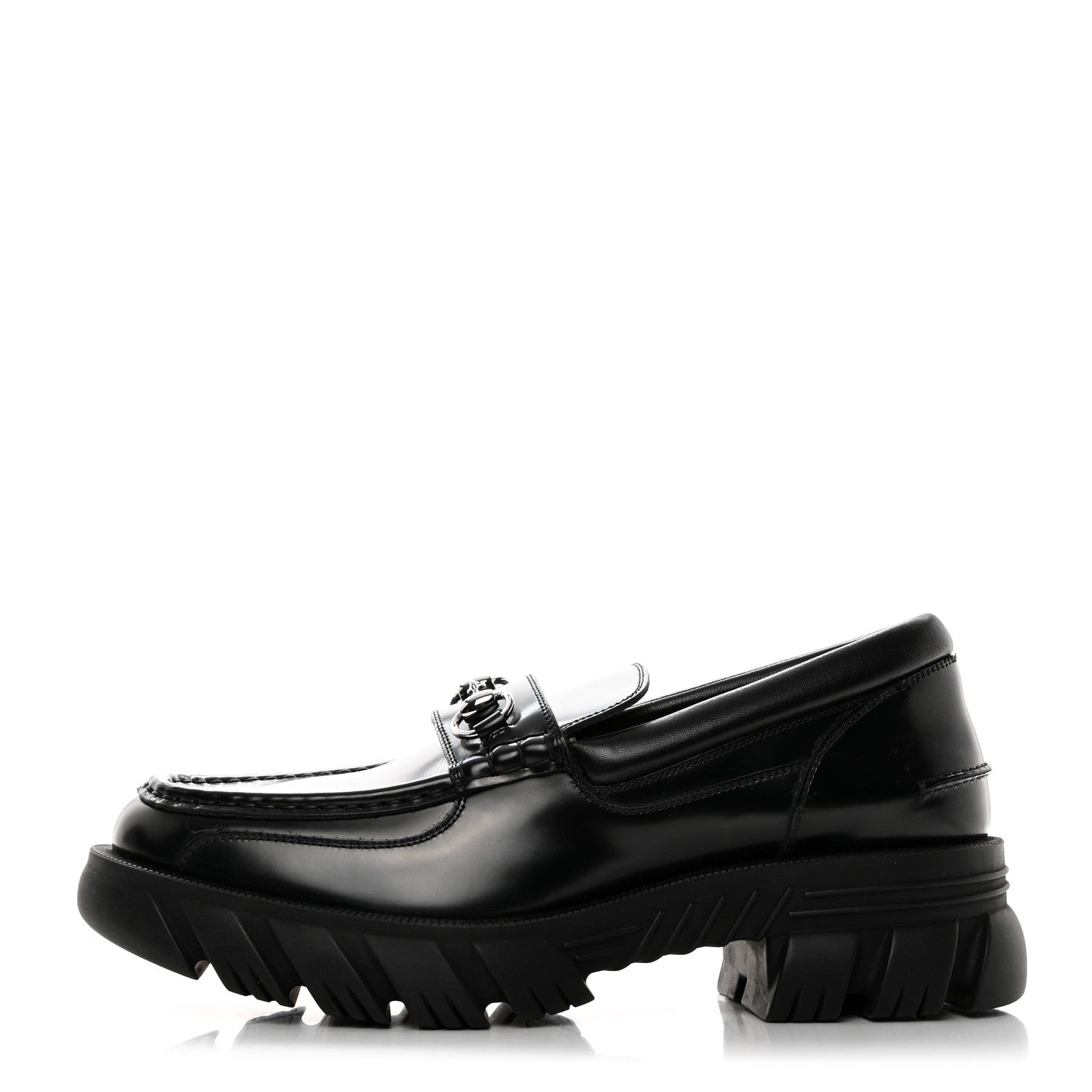 Gucci Magnum Calfskin Horsebit Mens Platform Lug Sole Loafers 11 Black 1 of 9