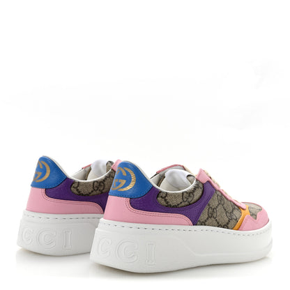 Gucci Calfskin GG Supreme Monogram Perforated Womens Platform 55mm Sneakers 35 Beige Ebony Sugar Pink Crop Shine Purple 5 of 11