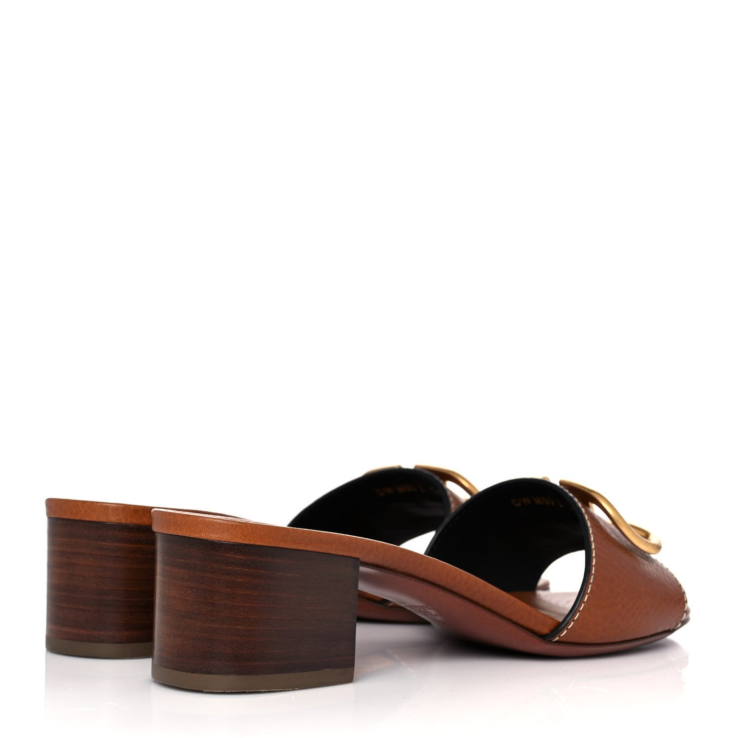 Grainy Cowhide VLogo 45mm Slide Sandals 38 Cuoio