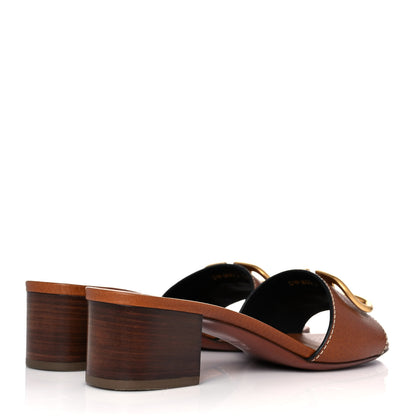 Valentino Garavani Grainy Cowhide VLogo 45mm Slide Sandals 38 Cuoio 4 of 10