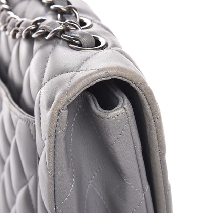 Chanel Lambskin Quilted Jumbo Single Flap Grey 10 of 14