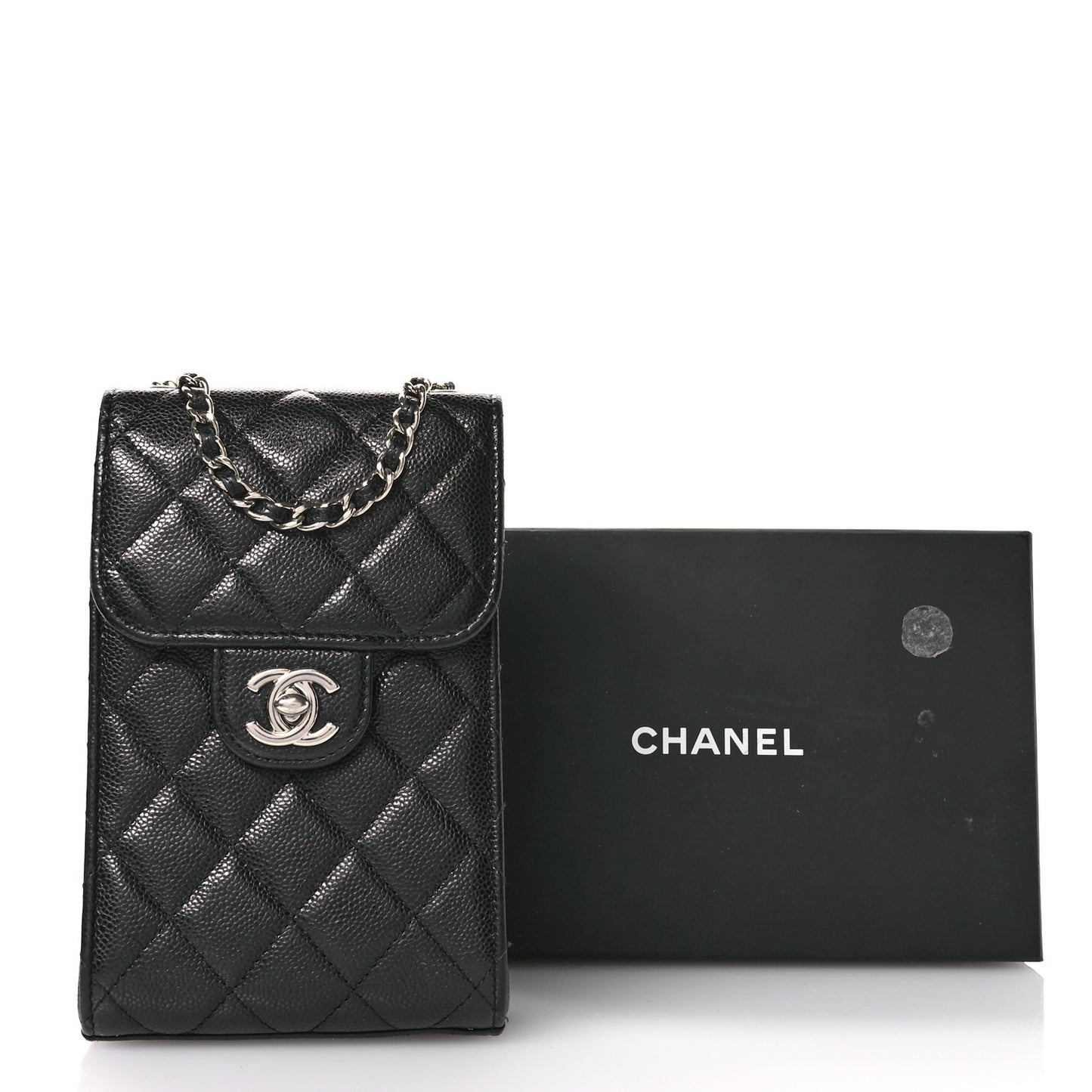 Caviar Quilted Classic Phone Holder Black