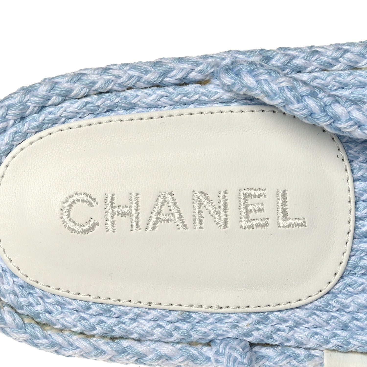 Chanel Lambskin Cord Chain CC Sandals 37 Blue White 7 of 8