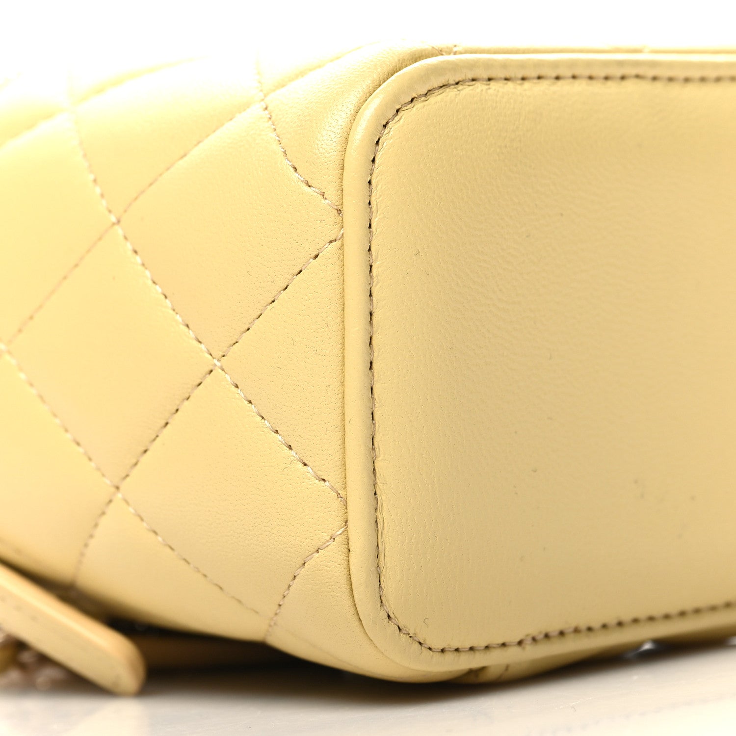 Chanel Lambskin Quilted Top Handle Mini Vanity Case With Chain Yellow 10 of 12
